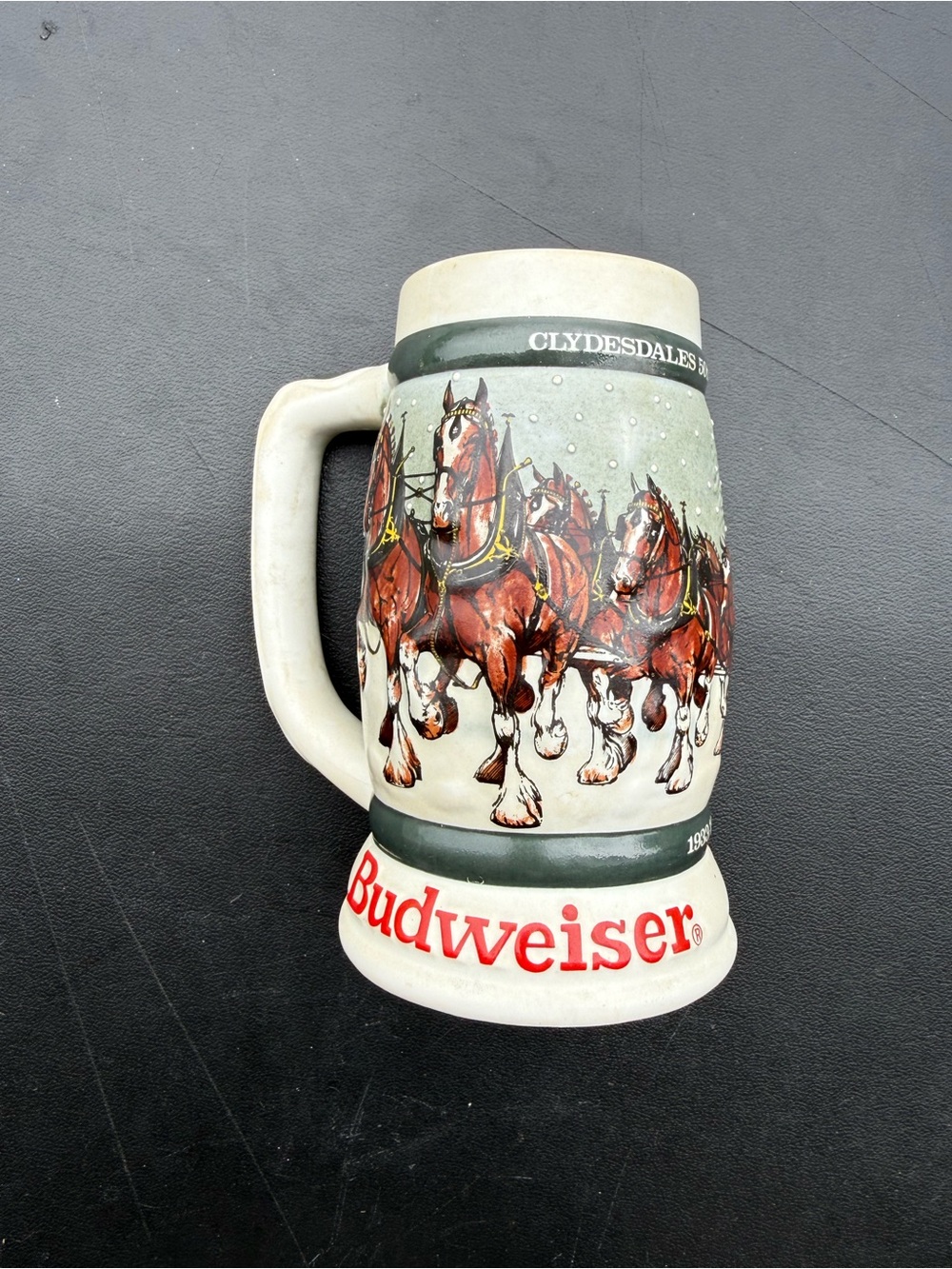 1982 Budweiser 50th Anniversary Clydesdale's Holiday Beer Stein Mug 1933 - 1983